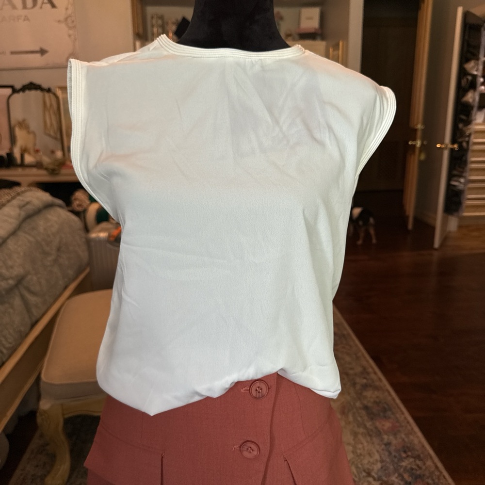 SFERRA Cream Sleeveless Crewneck Tank